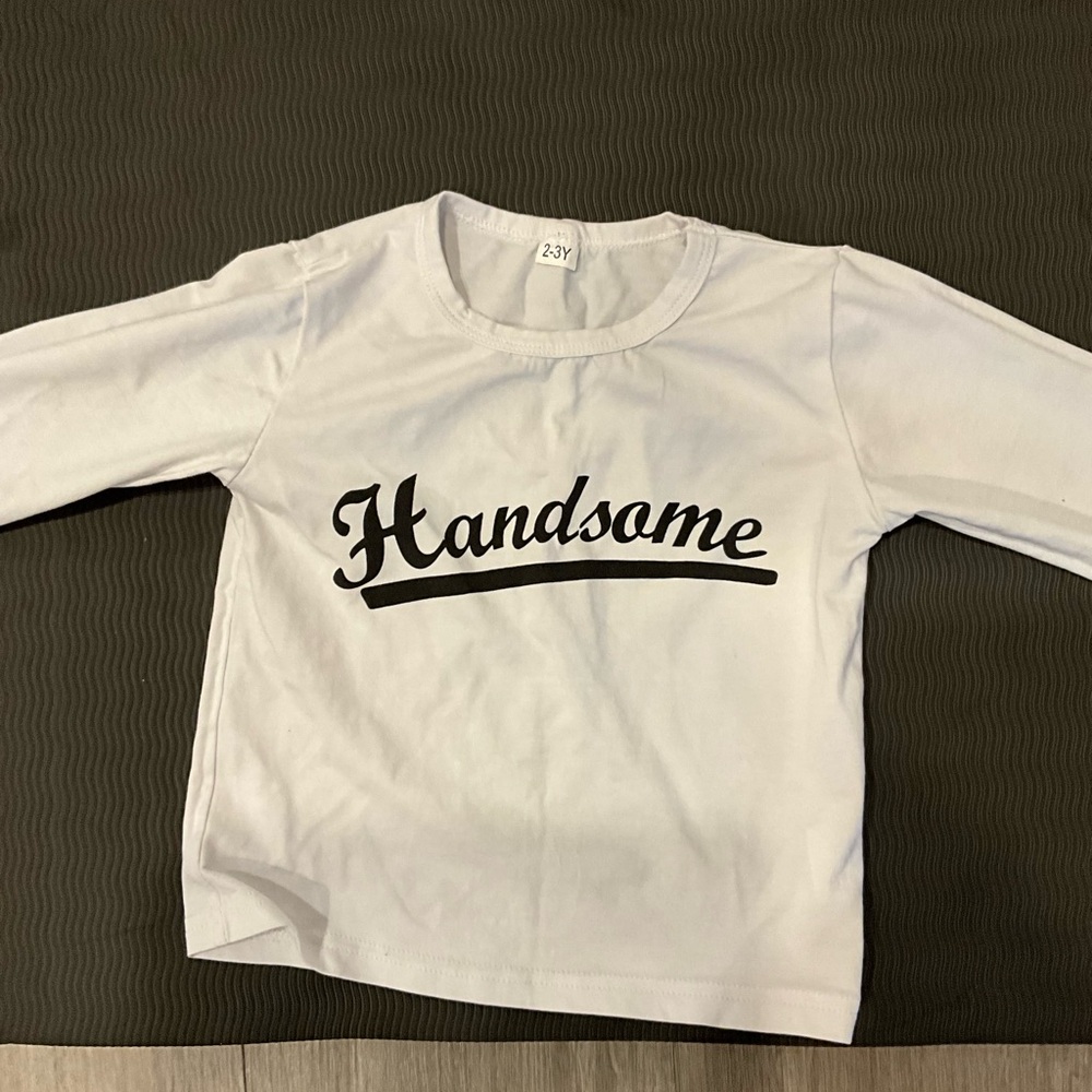 White Kids Shirt with Black Print